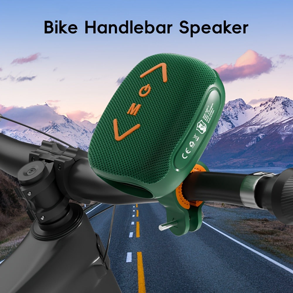 Bluetooth Bike Speaker, IPX5 Handlebar Speaker with Battery, FM, TF, AUX, TWS & Hands-Free Calls