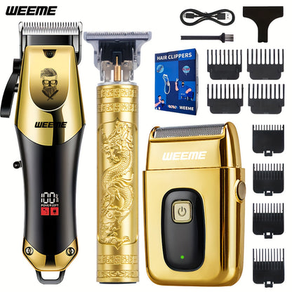 Hair Clippers & Trimmers WEEME Two- or Three-Piece Set with T-Blade, Foil Shaver, USB Charging and Color Options
