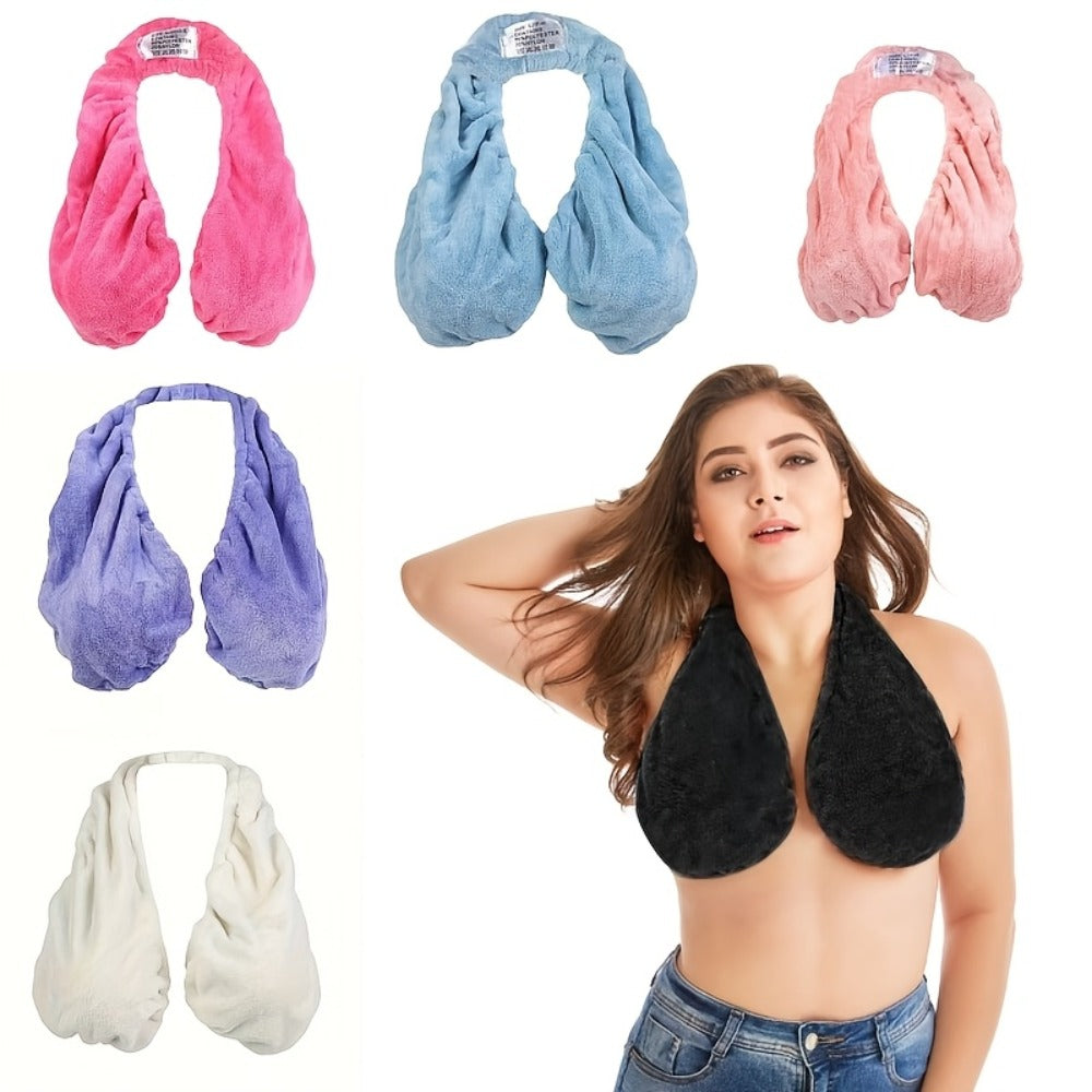 Towel Bra Wrap Double-Sided Coral Fleece 450GSM Strapless Hanging Neck Chest Wrap for Beach for Entryways, Bedrooms and Living Spaces