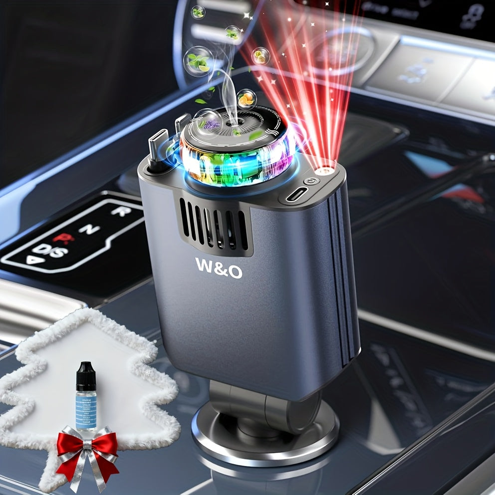 Car Charger with Perfume 3-in-1 Fast Charging AromaRelax Starlight Projector Retractable Cable USB-C & Lightning for iPhone 16 15 14 13 12