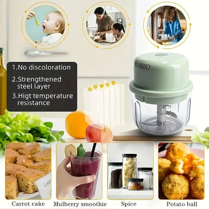 Mini Food Processor USB Rechargeable Electric Chopper 9.47oz, Portable Wireless Meat Grinder & Blender for Garlic
