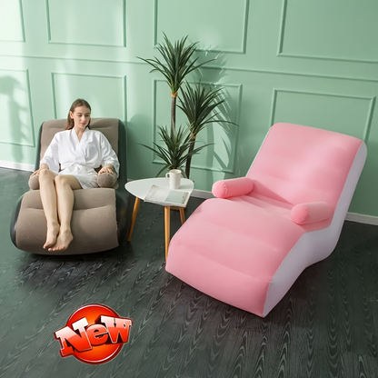 Portable S-Curve Inflatable Recliner Chair in Coffee Brown or Pink for Indoor and Outdoor Lounging