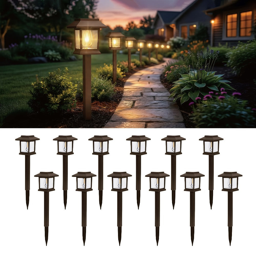 Solar Pathway Lights Outdoor Edison Style LED, Up to 12 Hours, White Solar Garden Lights for Yard