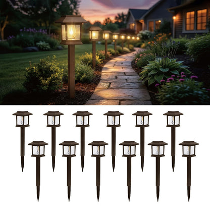 Solar Pathway Lights Outdoor Edison Style LED, Up to 12 Hours, White Solar Garden Lights for Yard