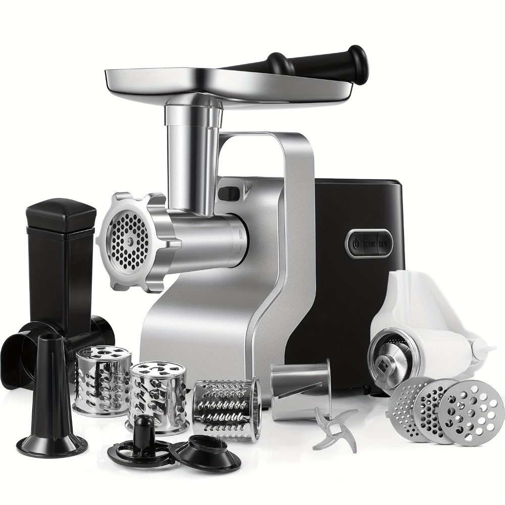Electric Meat Grinder 5-in-1 with Sausage Stuffer Vegetable Slicer Tomato Juicer Kubbe Kit 3 Grinding Plates 3 Speed Settings per Min