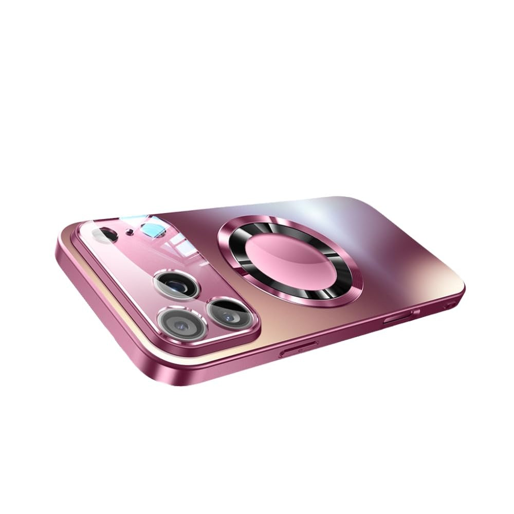 Phone Case Matte Titanium-Finish Cover with Built-In Glass Lens Protector for Select iPhone Models