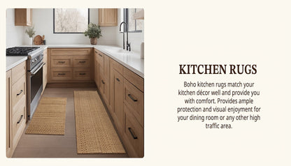 Braided Woven Indoor Rug with 2 x 3-Foot to 6 x 9-Foot Sizes and One Two-Piece Gray Mat Set
