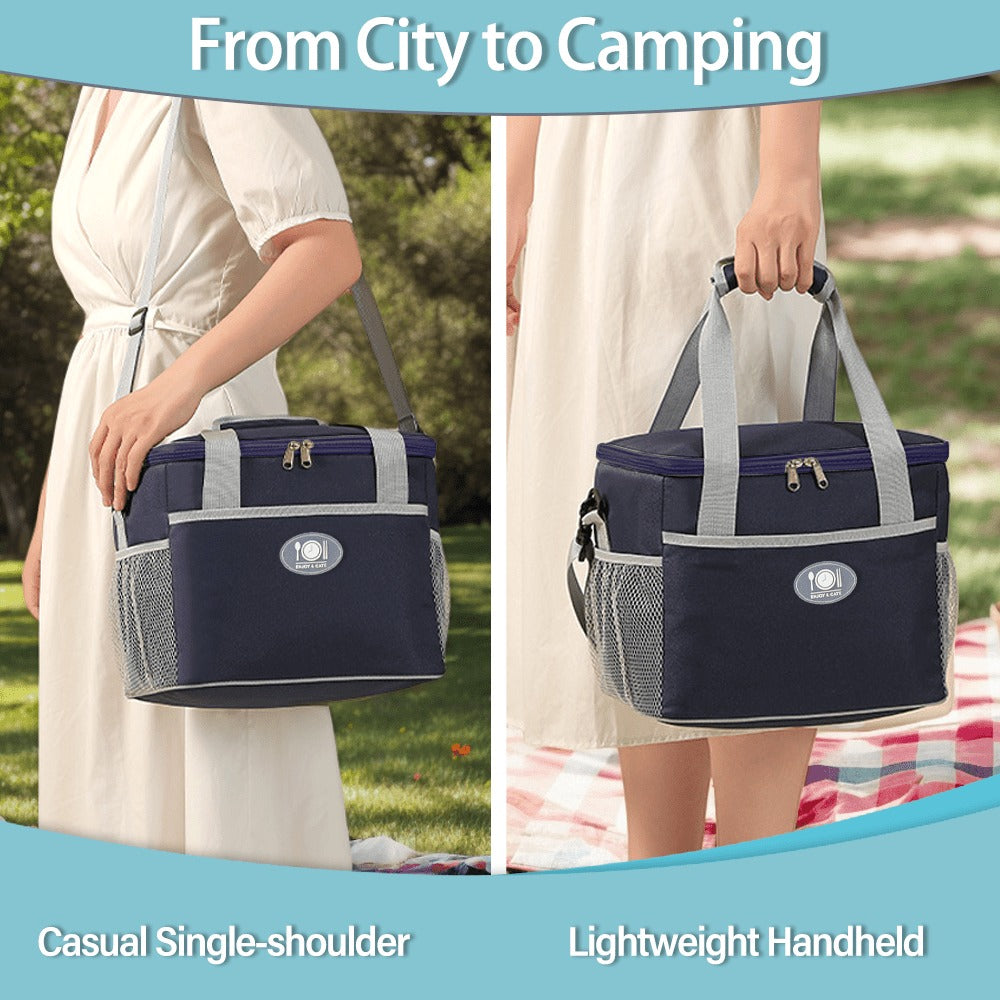 Rectangular Lunch Bag Tote, 29 x 21 x 26cm with Front Pocket, Two Mesh Side Pockets and Four Colors