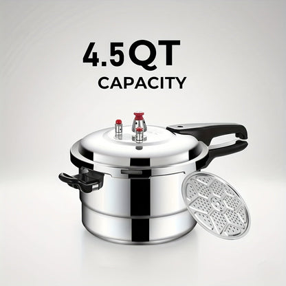 Aluminum Pressure Cooker Stovetop - 4.5Qt & 8Qt with Exhaust Valve & Multiple Safety Protections