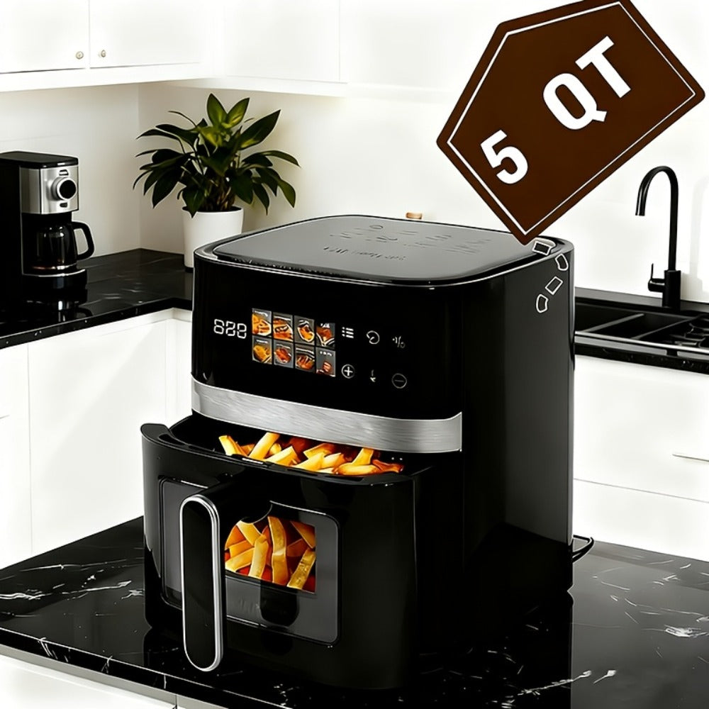 Air Fryer 5 Quart 8-in-1 Electric Hot Air Oven 1350W with LED Touchscreen & 360° Hot Air Circulation
