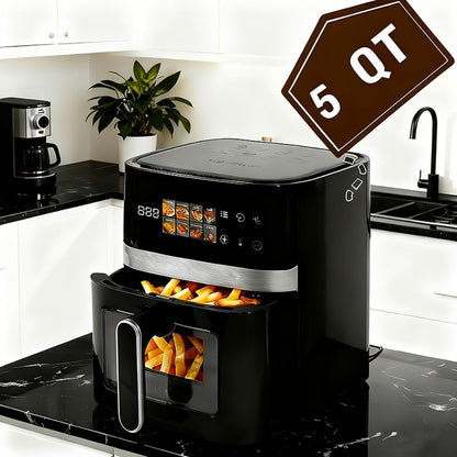 Air Fryer 5 Quart 8-in-1 Electric Hot Air Oven 1350W with LED Touchscreen & 360° Hot Air Circulation