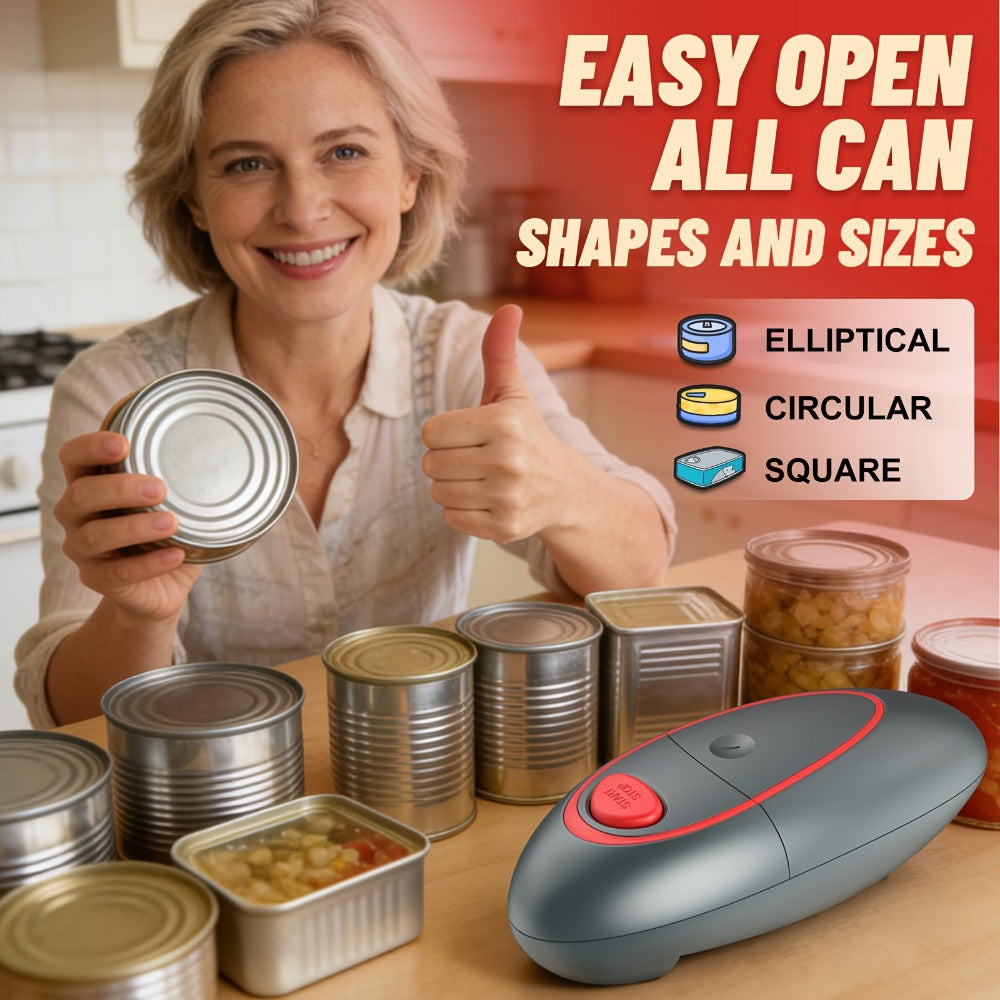Electric Can Opener One-Touch Automatic – Smooth Edge Battery Operated Handheld Opener for All Can Sizes, Best Kitchen Gadget for Seniors