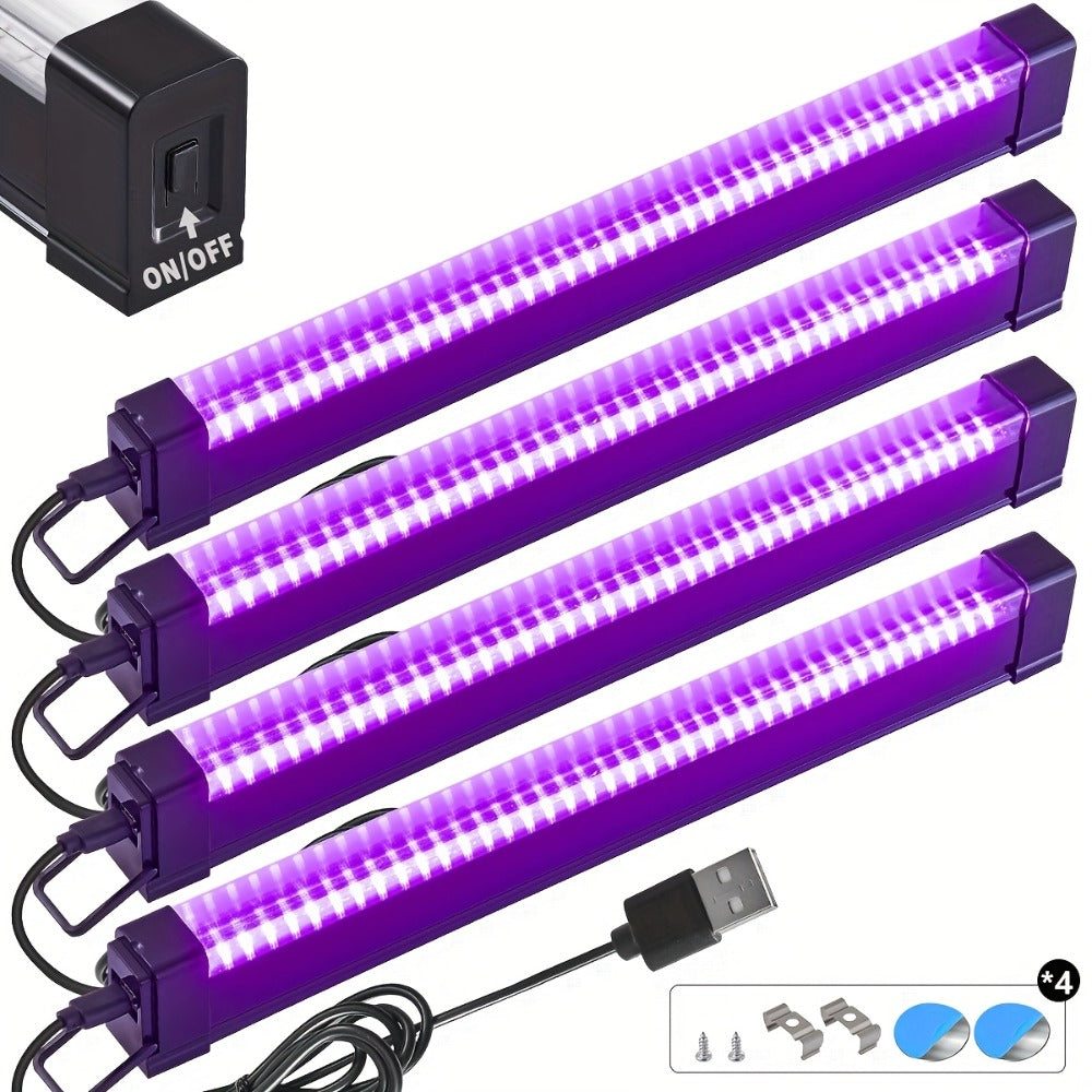 UV Black Light Strip USB LED, 32cm / 12.6ft Portable Magnetic Black Light Tube for Halloween Party