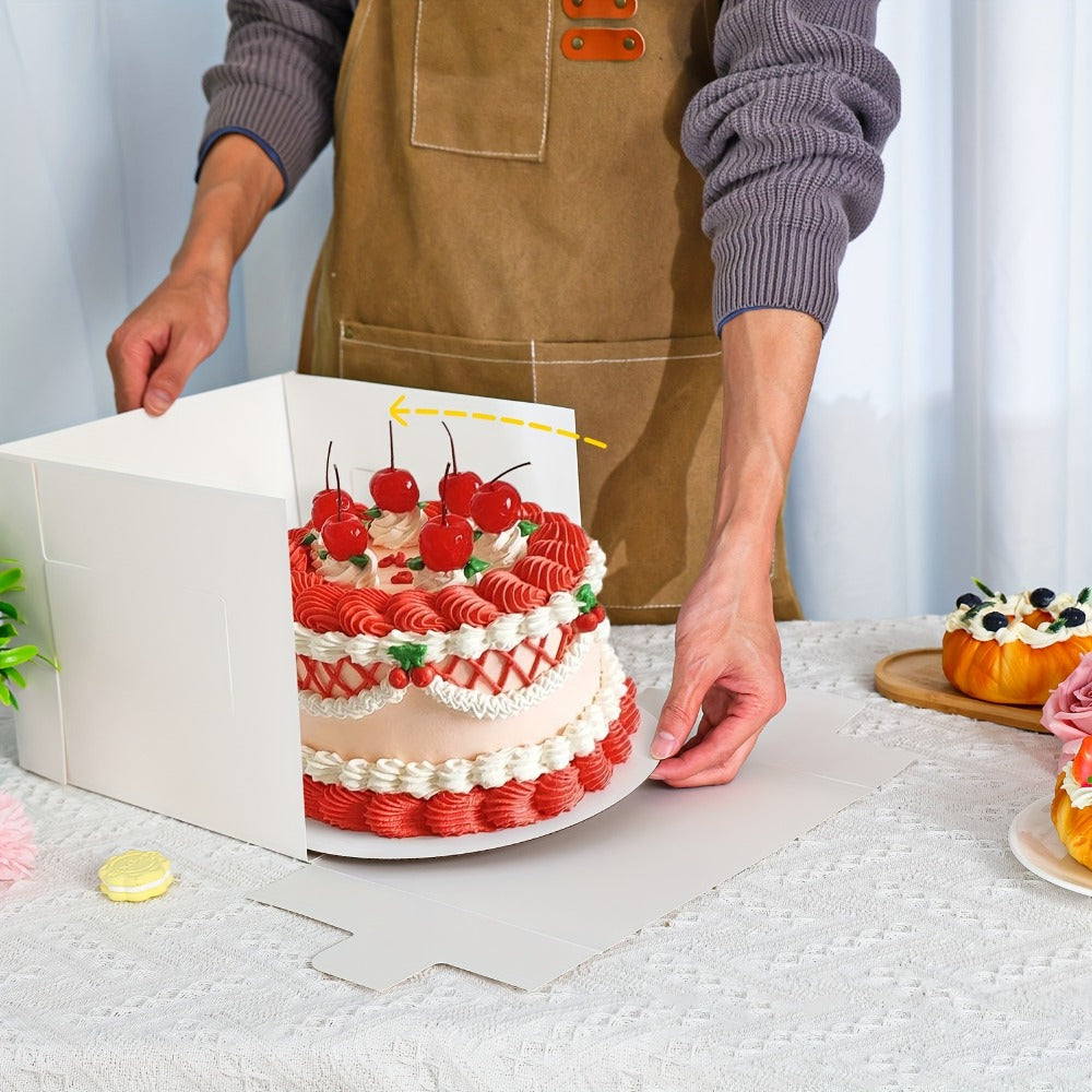Tall Cake Boxes with Boards 10pcs – Multi-Layer Bakery Gift Box Set 10x10x8in for Birthday Wedding Party