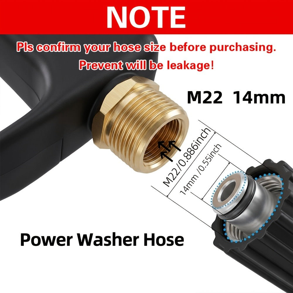 High Pressure Car Wash Gun with 5 Spray Nozzles – Max 3000 PSI, M22-14 & 1/4" Quick Connect, Garden Hose Pressure Washer Wand for Car