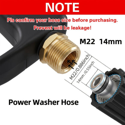 High Pressure Car Wash Gun with 5 Spray Nozzles – Max 3000 PSI, M22-14 & 1/4" Quick Connect, Garden Hose Pressure Washer Wand for Car