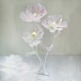 1 Set Of 3 Pink Blue Silk Mesh Peonies