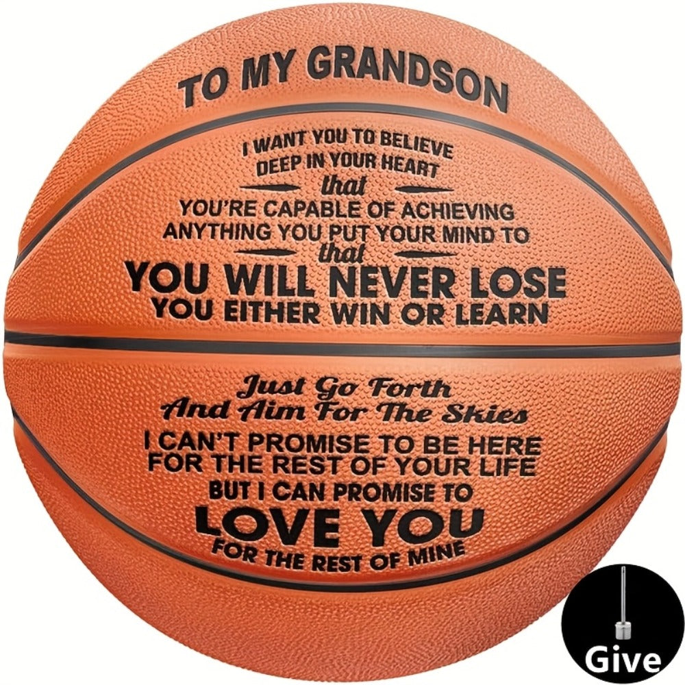 Personalized Basketball Gift for Son & Grandson Standard Size with Pump To My Son To My Grandson Heartfelt Message Sports Birthday Christmas