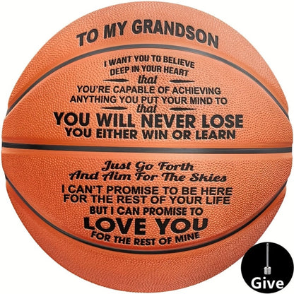 Personalized Basketball Gift for Son & Grandson Standard Size with Pump To My Son To My Grandson Heartfelt Message Sports Birthday Christmas