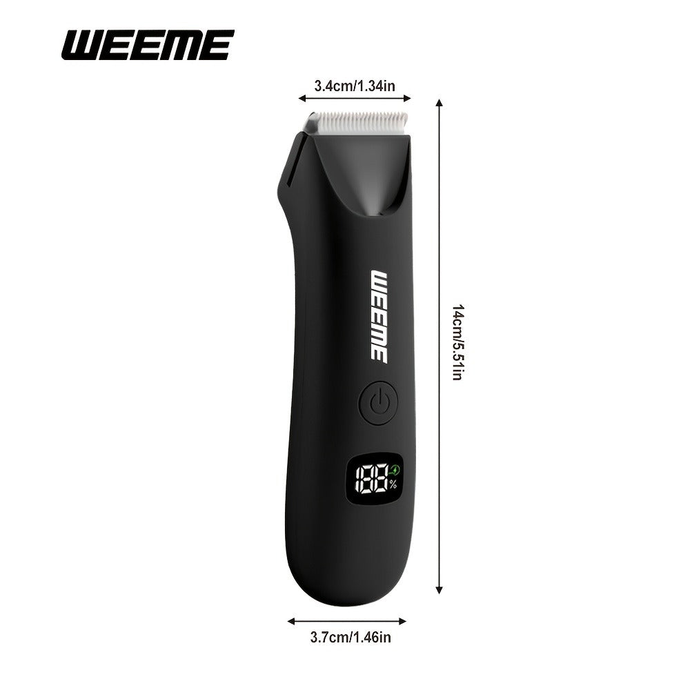 Men's Body Hair Trimmer USB Rechargeable – Chest, Leg & Armpit Hair Trimmer with LCD Display & LED Light, Cordless Electric Body Groomer