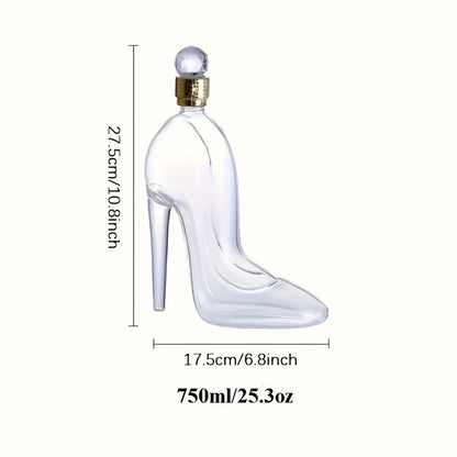 High Heel Shoe Decanter Crystal Glass with Stopper 26oz, Handmade Transparent Wine Decanter for Kitchen Dining Decor