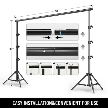 10x10Ft Backdrop Stand Kit with 2 Adjustable Support Stands 4 Crossbars 4 Clamps for Photography for an Everyday Personal Care Routine