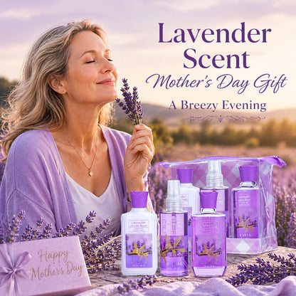 Luxury Bath Gift Set for Women 4pcs Lavender Vanilla Body Care Kit Shower Gel Body Lotion for Entryways, Bedrooms and Living Spaces