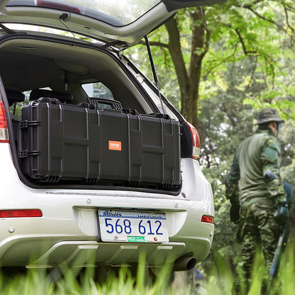 Rifle Hard Case 42 Inch Lockable with Wheels 3 Layer Foam Crushproof TSA Approved Hard Gun Case for 2 Rifles Shotguns Airsoft Guns Hunting
