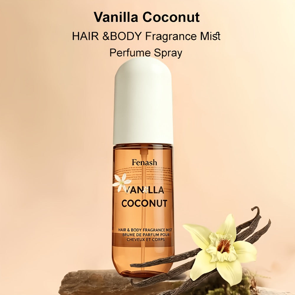 Vanilla Coconut Body Spray & Hair Mist – Long-Lasting Gourmand Floral Fragrance with Vitamin E & Moroccan Argan Oil, Skin-Safe for All Types