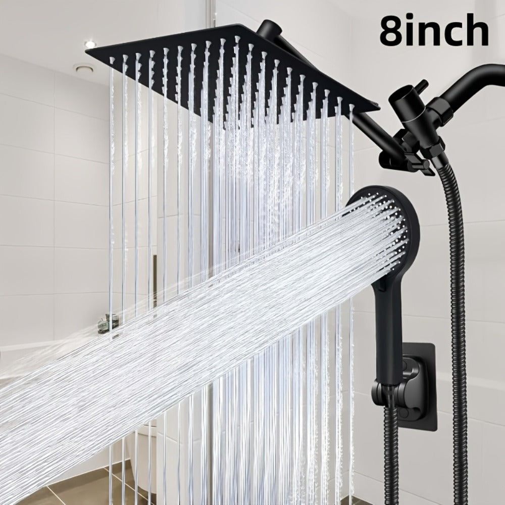 Rain Shower System with Handheld Shower Head, High Pressure Rainfall Showerhead Combo Copper Diverter Anti-Clog 8 10 12 Inch