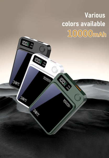 Power Bank Magnetic 6000-15000mAh with 30W Wired, 15W Wireless, Dual USB-C and Display in Four Colors