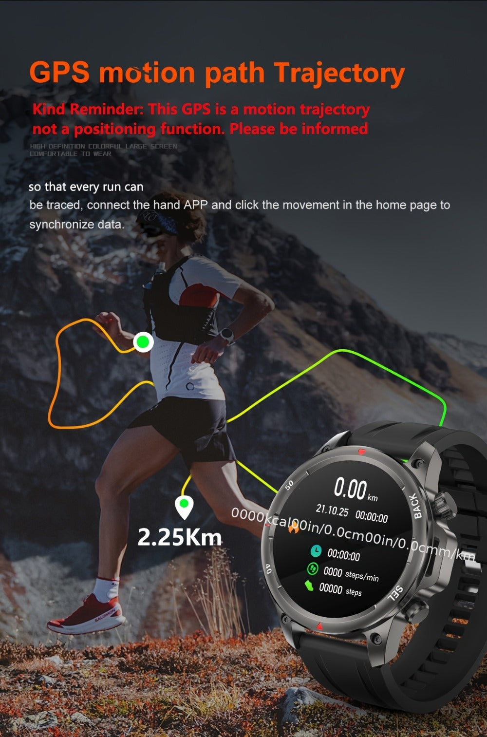 Smartwatch GPS NFC for Men – AI Voice Calling, 360×360 HD Screen, Built-in Compass, Motion Trajectory, Heart Rate Sleep Fitness