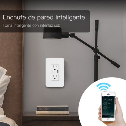 Smart WiFi Wall Outlet with 2 AC Outlets & USB Charging Port, Works with Alexa & Google Home, App Remote Control
