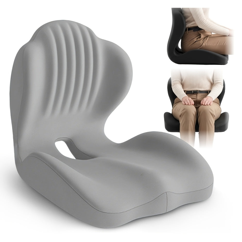 Memory Foam Seat Cushion Ergonomic with Back Support & Breathable Hollow Design – Comfortable Chair Pad for Office, Car Seat & Long Sitting