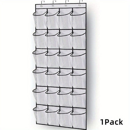 Over Door Shoe Organizer 24 Large Mesh Pockets, Foldable Breathable Hanging Storage Rack for Entryways, Bedrooms and Living Spaces