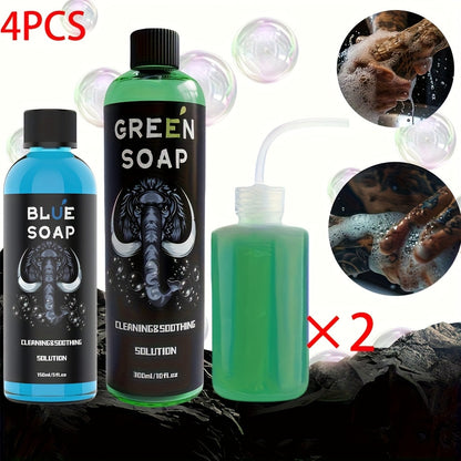 Tattoo Green Soap Kit Cleansing Solution with Squeeze Bottle – Green and Blue Tattoo Soap for Artists, Safe Color Foam Moisturizing Formula