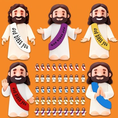 Mini Jesus Figurines for Halloween Trunk-or-Treat 50/100/150pcs – Colorful Bulk Religious Statues 5 Colors