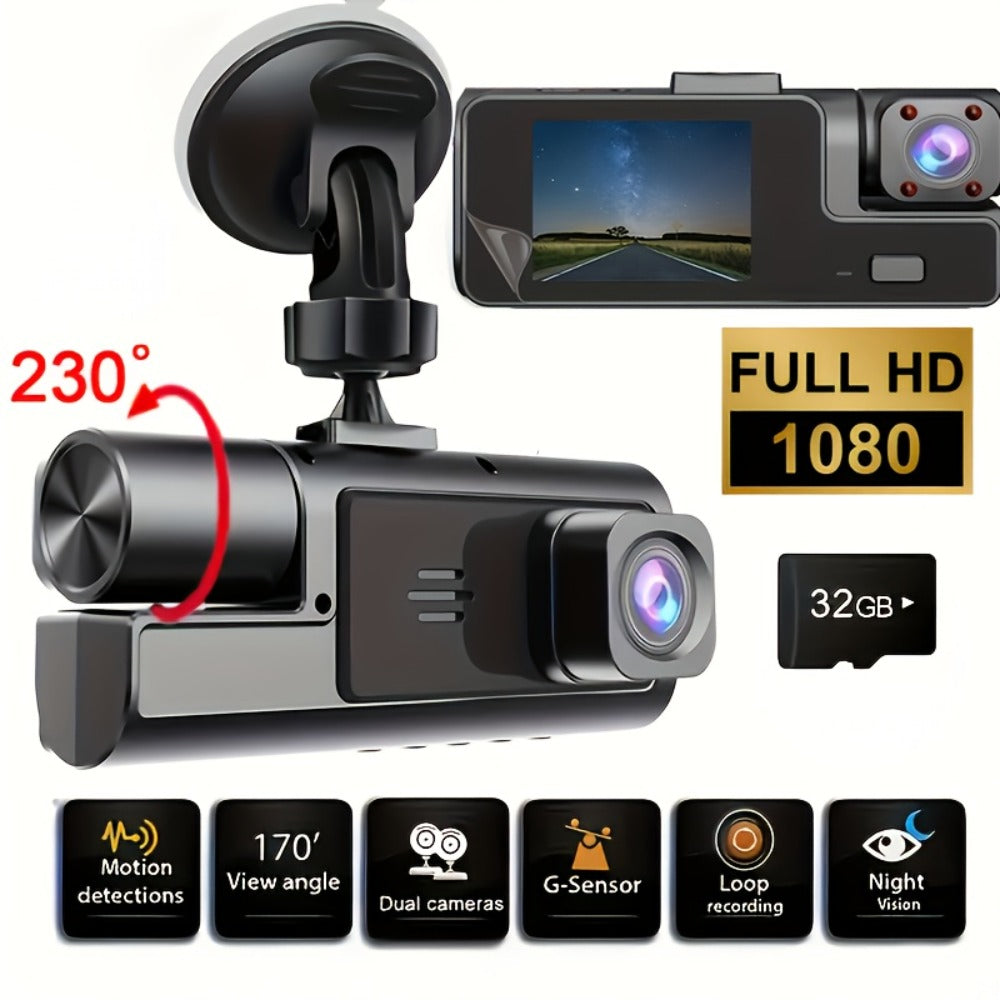 1080P-Labeled Dash Camera with Dual- or Triple-Lens Options, WiFi and 16GB, 32GB or No-Card Bundles