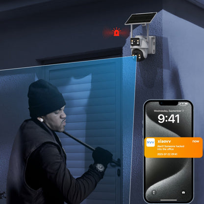 8MP 4G LTE Solar Security Camera Dual Lens PTZ 360°, No WiFi Needed, SIM Card Included, PIR Motion Detection