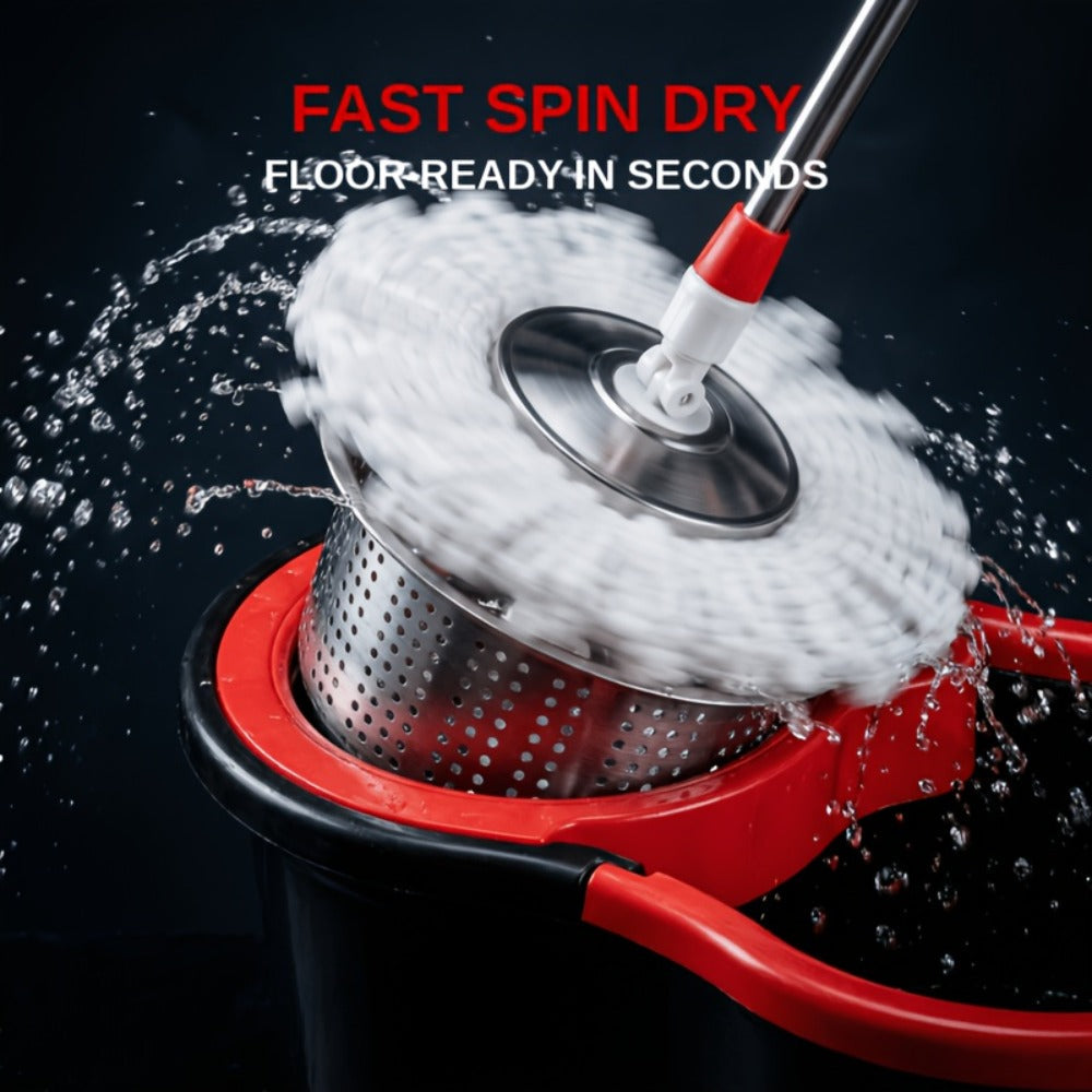 Spin Mop and Bucket Set with Wringer 360 Degree Spinning Self-Wringing Mop 4 Microfiber Mop for Bath Time, Home Spa and Personal Care