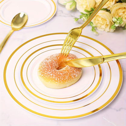 Disposable Plastic Cutlery Set 60pcs Gold & Silver for Entryways, Bedrooms and Living Spaces