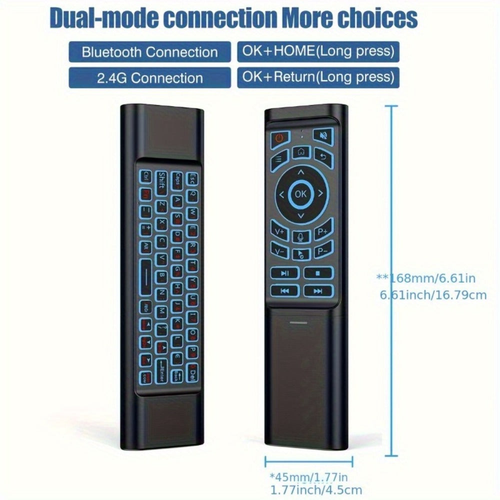 Mini Wireless Keyboard Remote Control Tri-Mode – Bluetooth & 2.4G Dual Channel, 7-Color Backlight