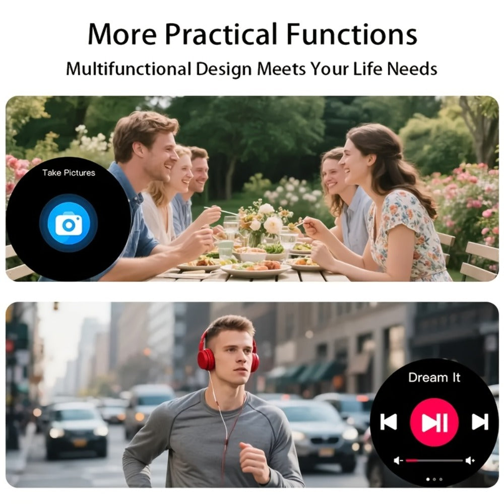 Smartwatch Alarm with Silicone Strap – Wireless Calling, Pedometer, Calorie Tracker, Music Playback, Remote Camera & Multi-Sport Modes