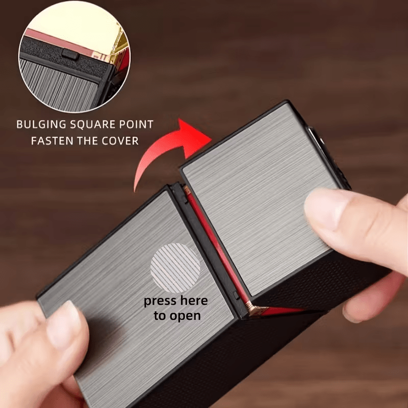 Lighters & Smoking Accessories - Rechargeable Lighter with Integrated Cigarette Case Windproof Electric - product detail view