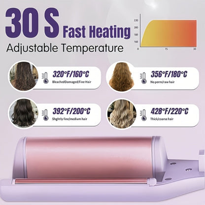 32mm Curling Iron 30-Second Rapid Heat – Adjustable Temperature U-Shaped & M-Shaped Long-Lasting Curls Salon-Smooth Frizz-Free Hair Styling