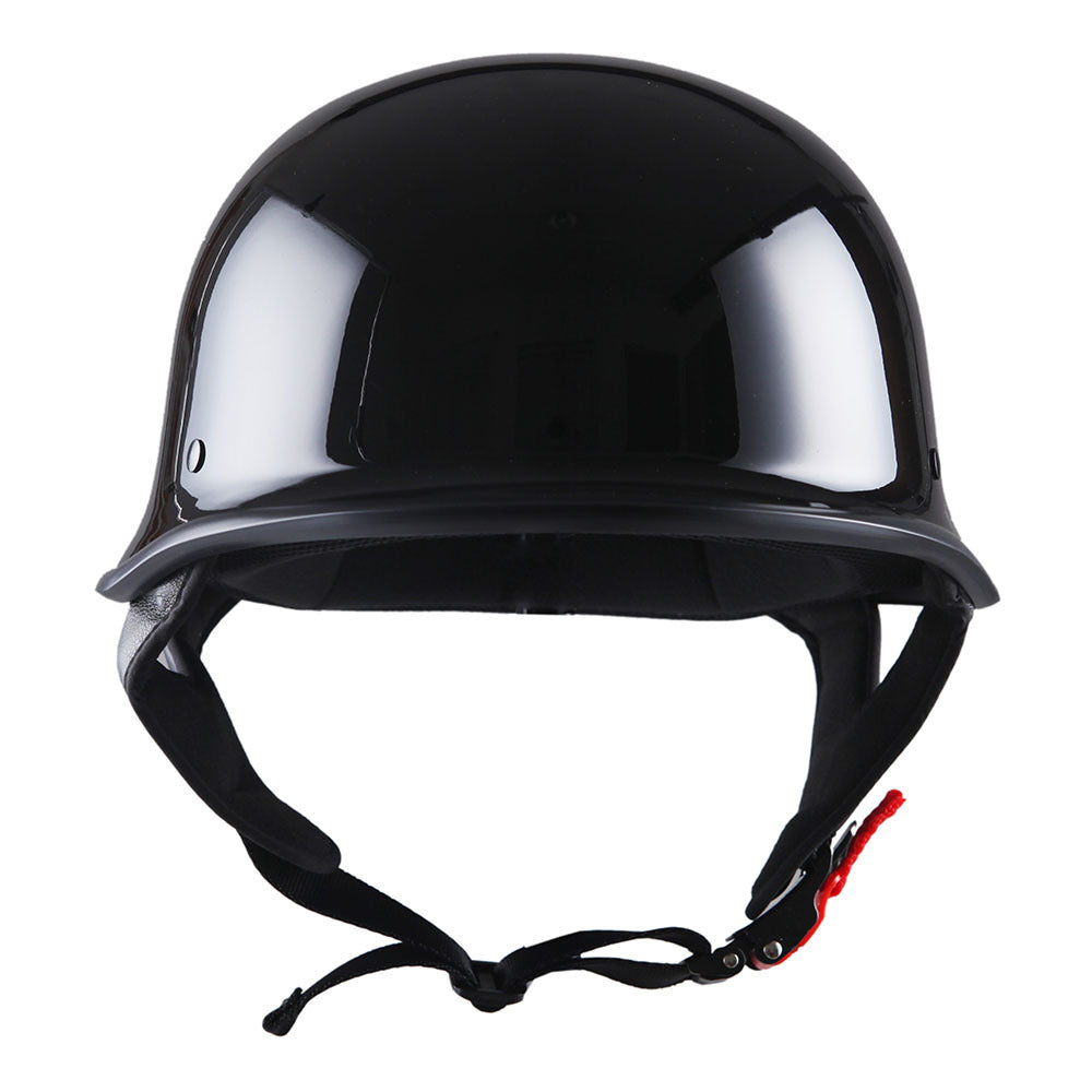 German Style Motorcycle Half Face Helmet – Novelty Skull & Carbon Fiber Design, UV Glossy Finish, Removable Washable Padding