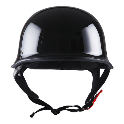 German Style Motorcycle Half Face Helmet – Novelty Skull & Carbon Fiber Design, UV Glossy Finish, Removable Washable Padding