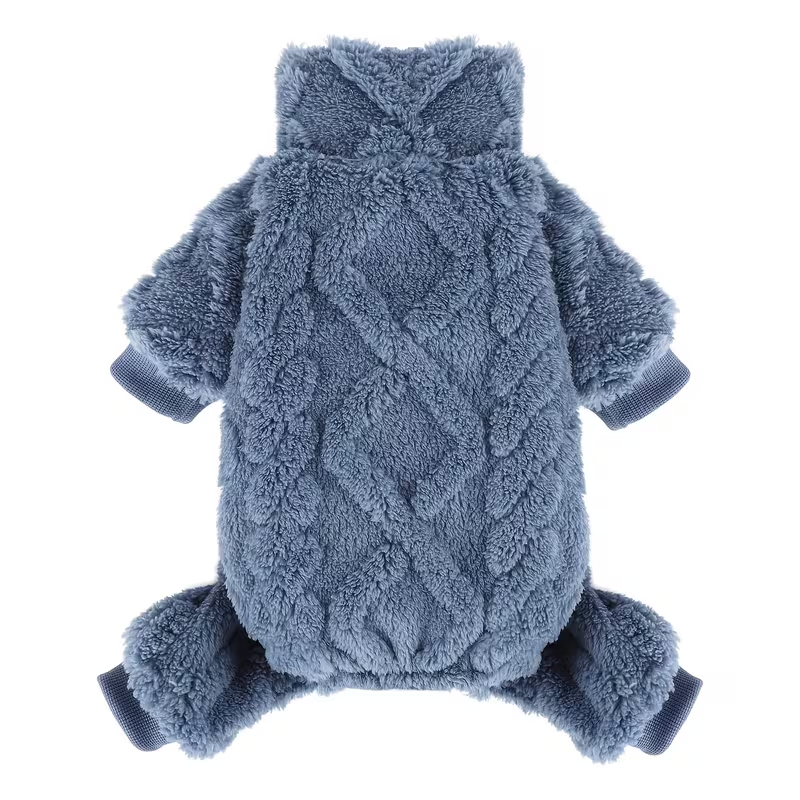 Fleece Dog Turtleneck Jumpsuit with Six Colors, Four-Leg Cut and XXS–M Sizes for Small Pets