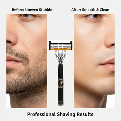 Shaving Kit for Men – 2 Handles & 72 Replacement Blades, Six-Layer Blade System Luxury Razor Set for Beard & Mustache Grooming