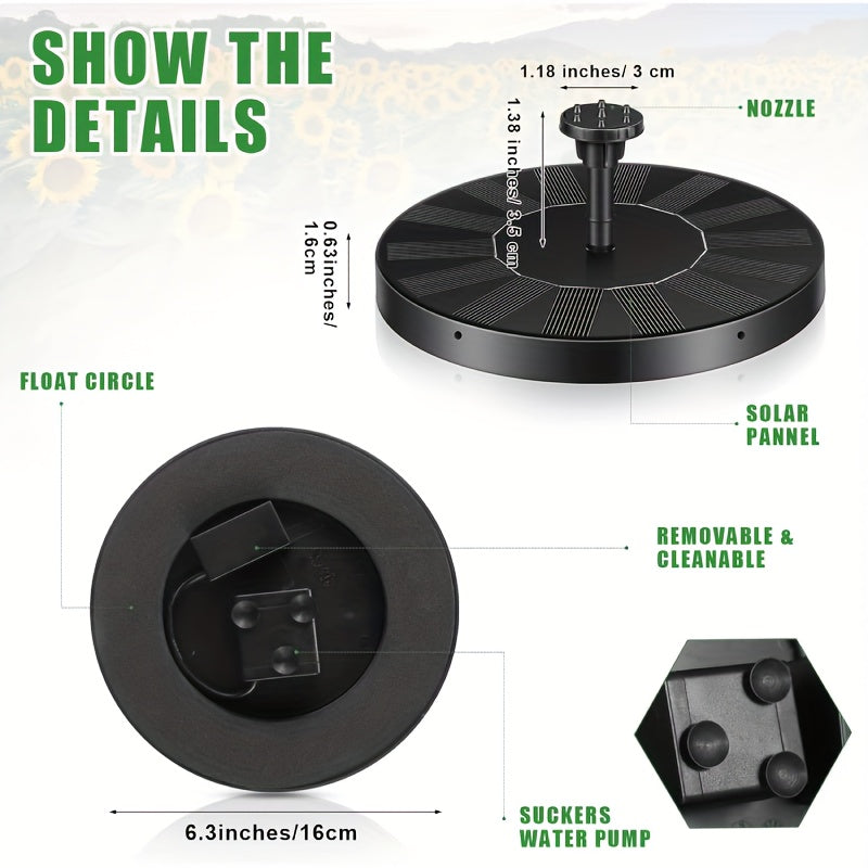 Solar Fountain Pump for Garden, Patio and Yard Use, with the Listed Configuration, for Everyday Use and Organized Storage